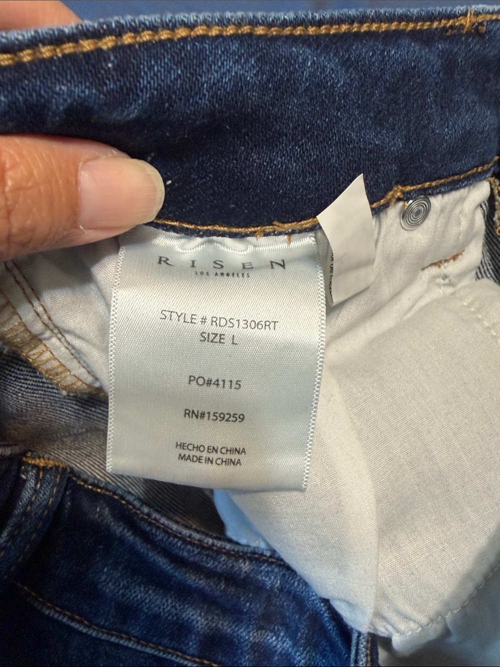 Risen Dark Blue Distressed Denim Jean Shorts - Mid Rise - Picture 8 of 8
